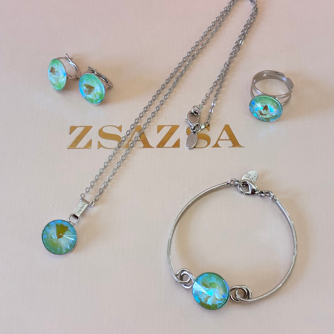 Mint Swarovski crystals set