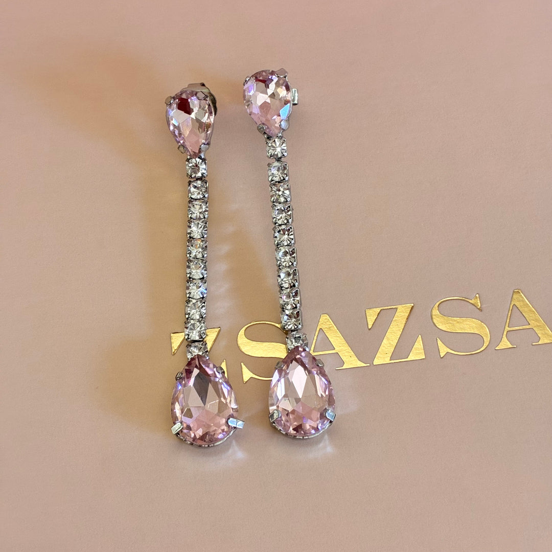Light pink Swarovski crystals silver set