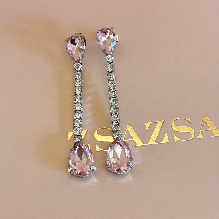 Light pink Swarovski crystals silver set