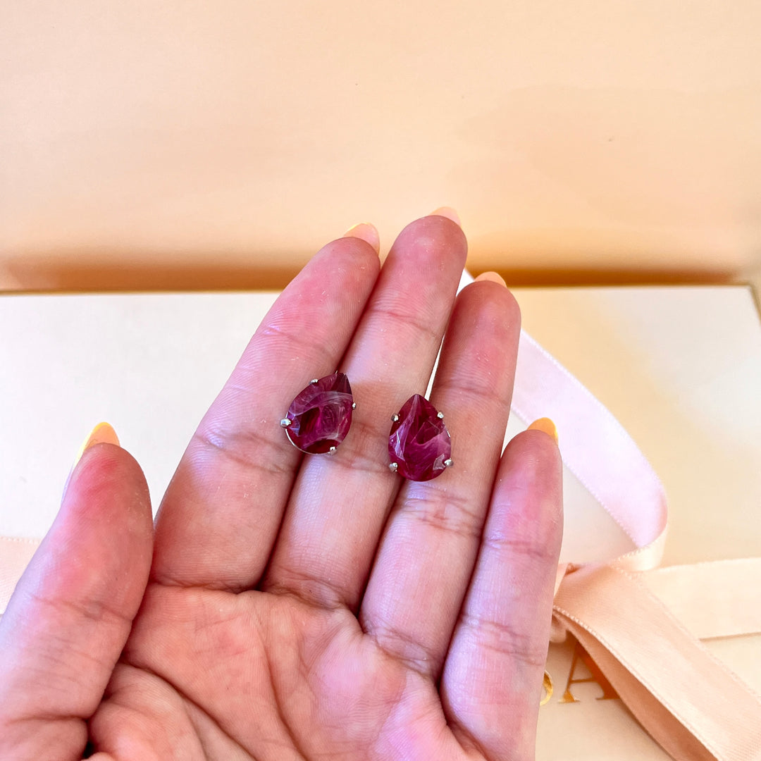 Magenta teardrop Swarovski Crystals set