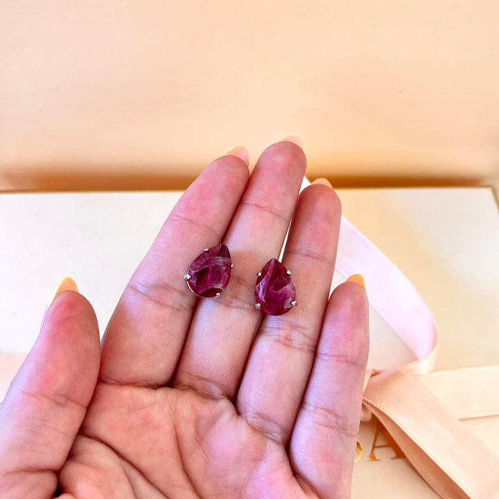 Magenta teardrop Swarovski Crystals set