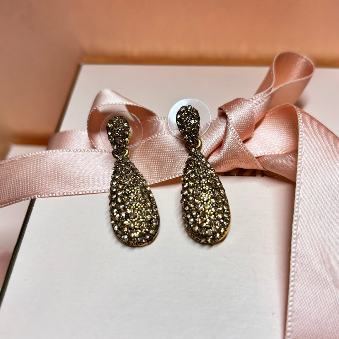 Bronze rhinestone teardrop earrings
