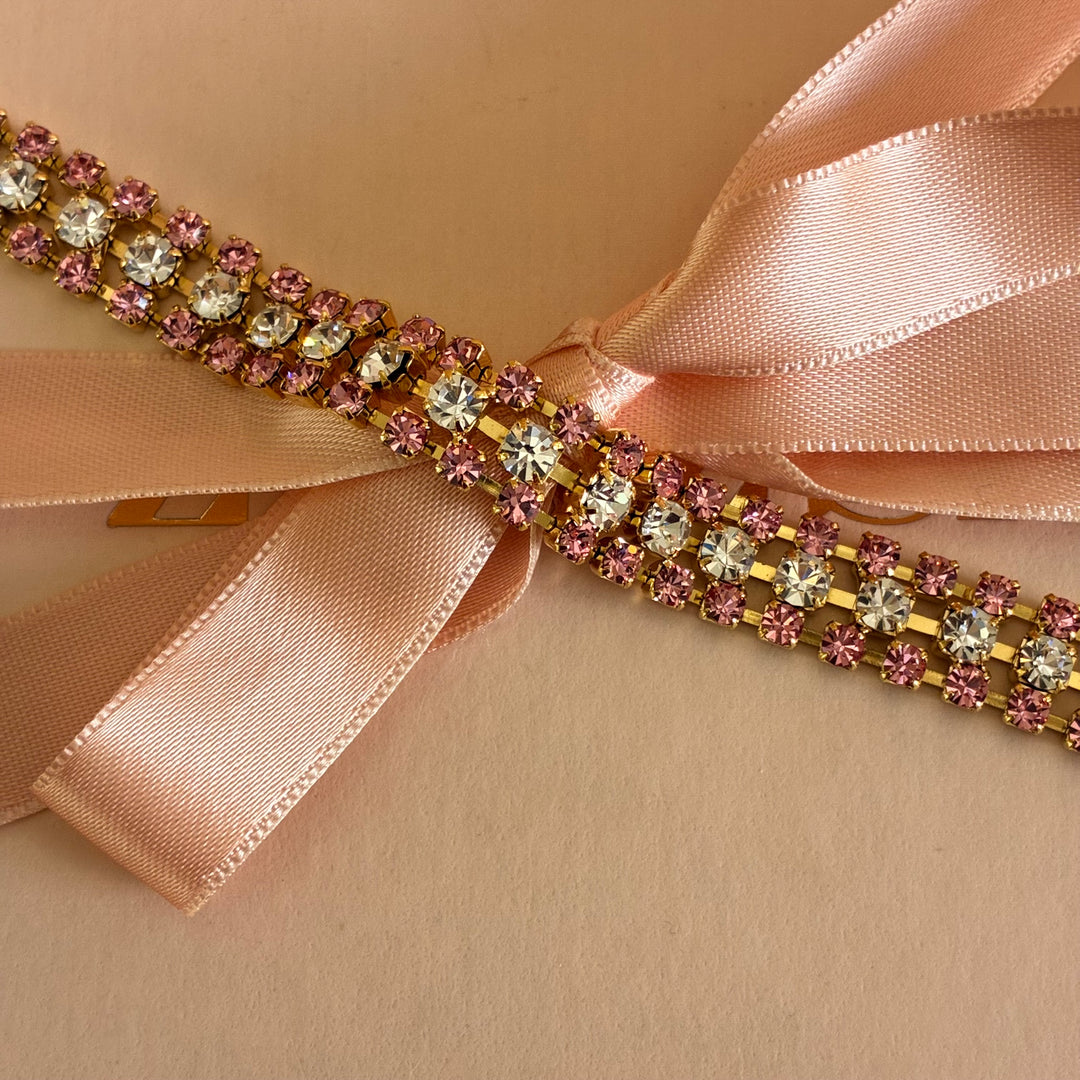 3 Rows pink Preciosa crystals bracelet