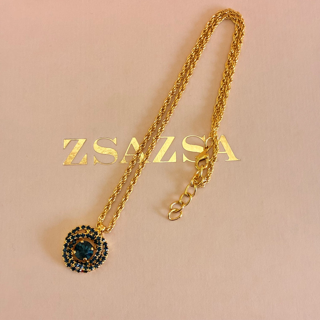 Navy blue Preciosa crystals gold plated pendant