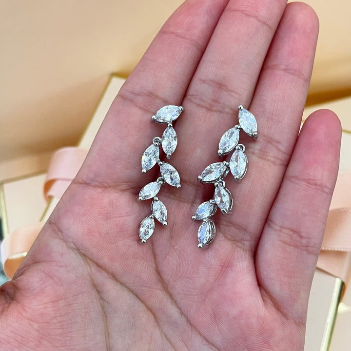 Silver zircone marquise earrings