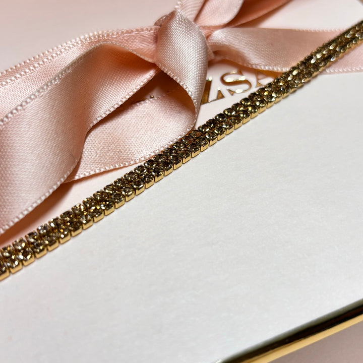 2 Rows bronze rhinestonte bracelet