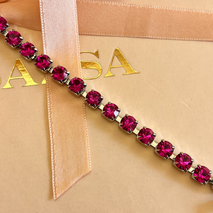 Fuchsia Swarovski crystals bracelet
