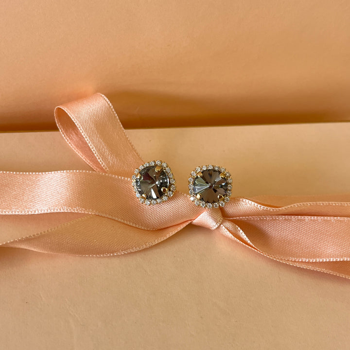 Grey Swarovski crystals studs and ring