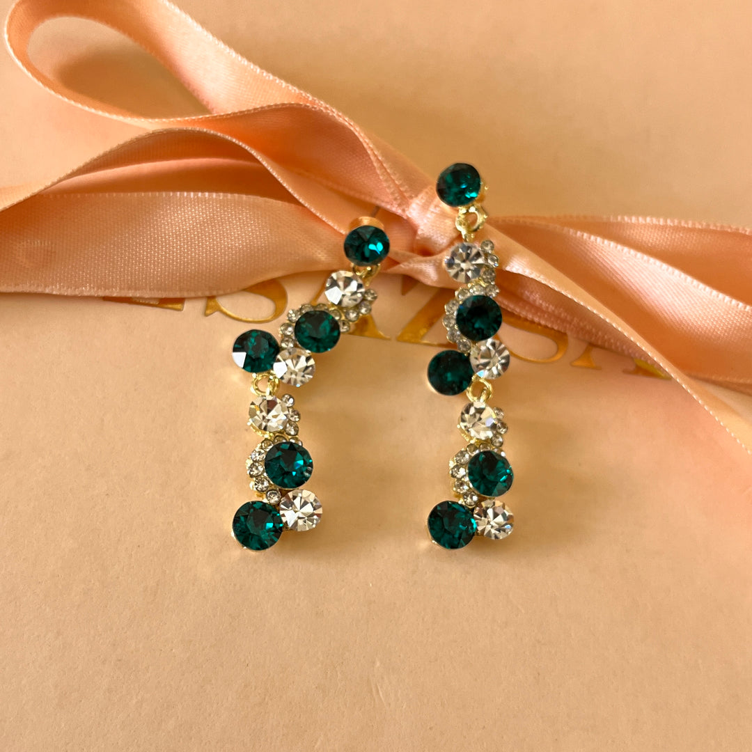 Dark green Swarovski crystals earrings and bracelet