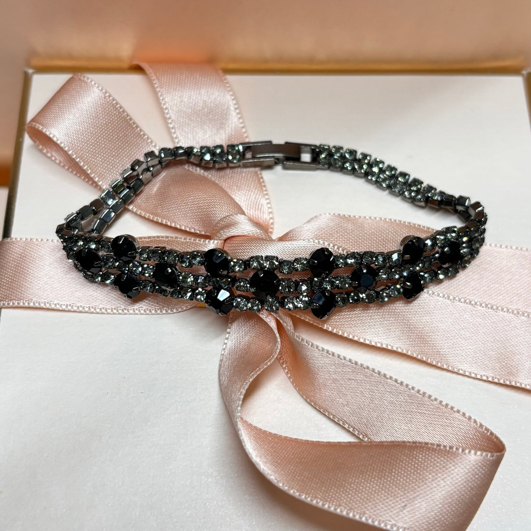 Black and grey rhinestone bracelet