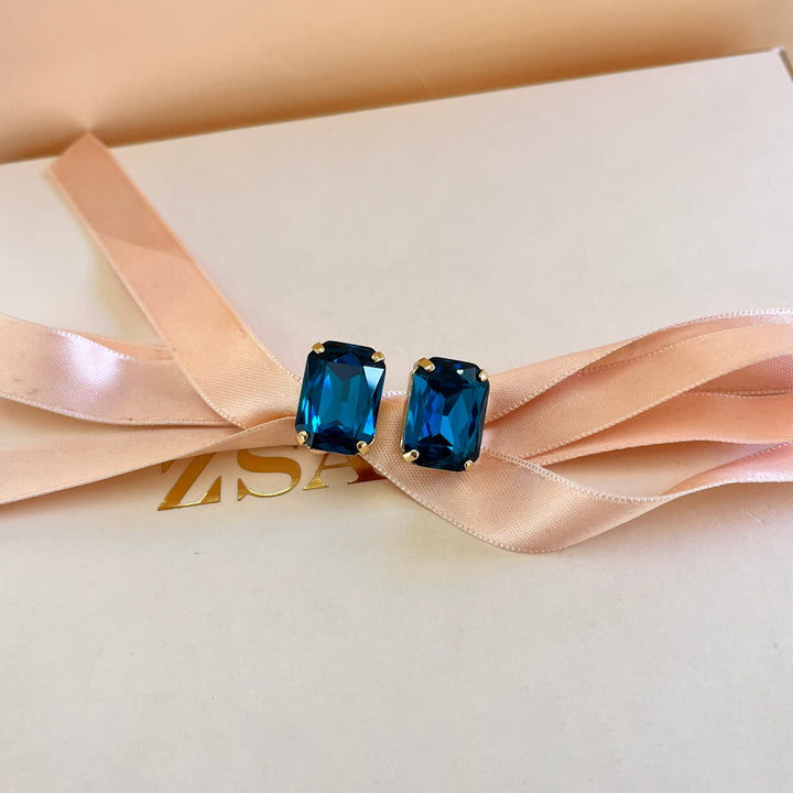 Verdemar rectangular Swarovski crystals studs