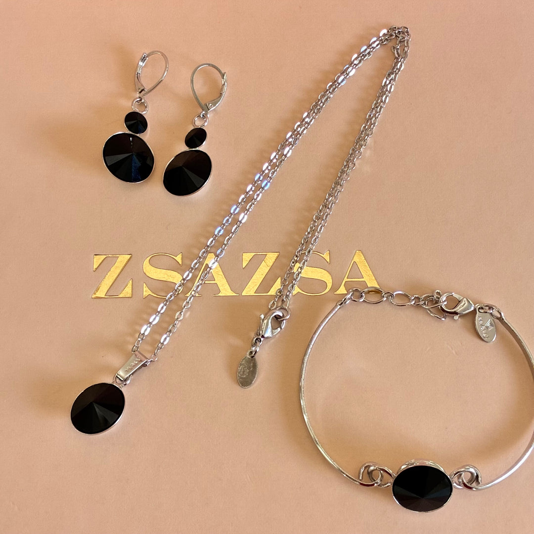 Black Swarovski crystals set
