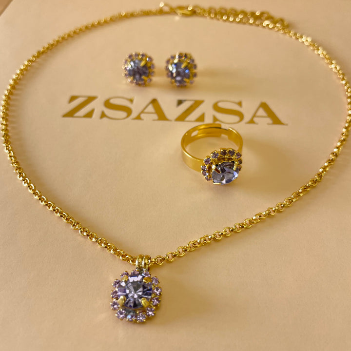 Dainty Lilac preciosa crystals set