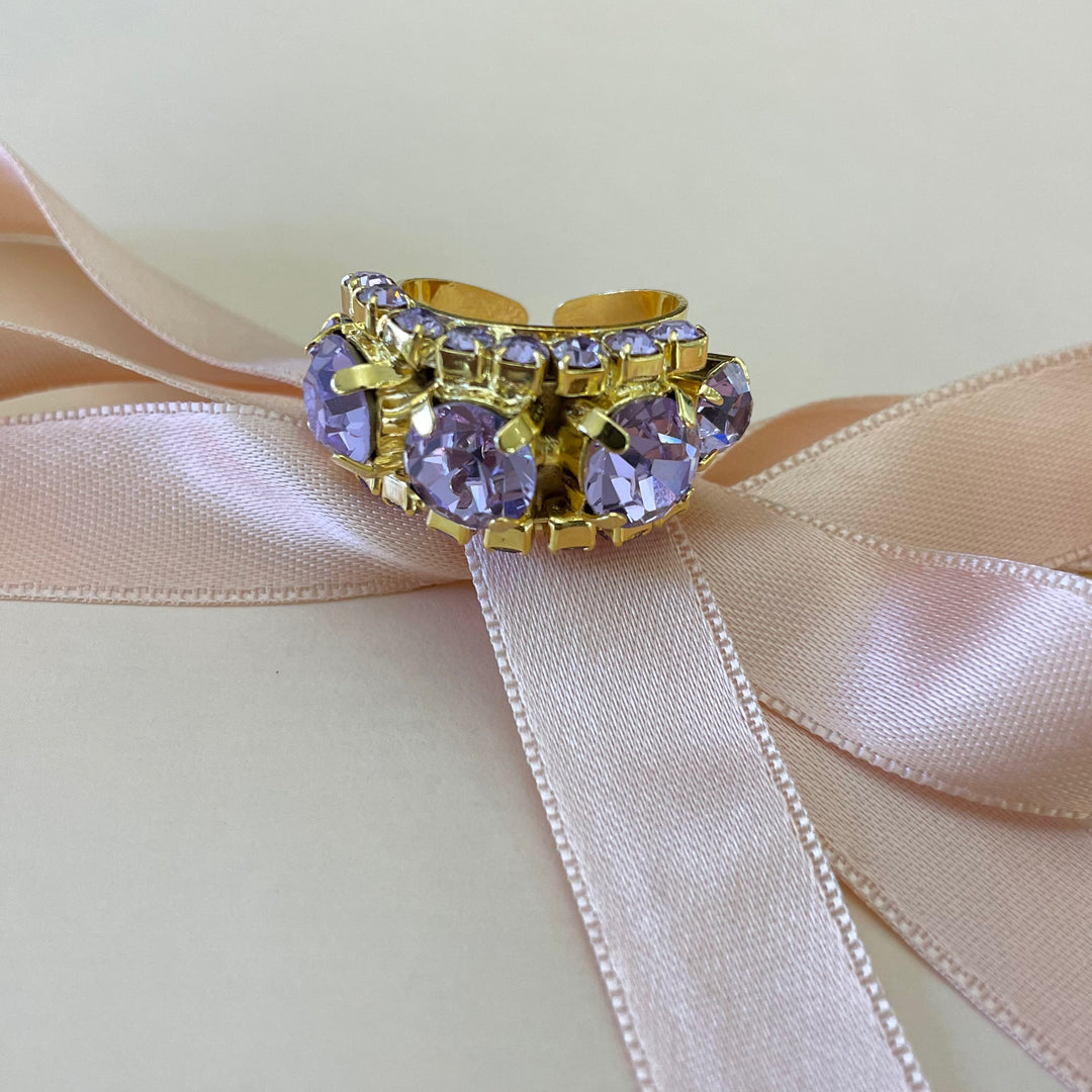 Chunky Lilac Preciosa crystals Ring