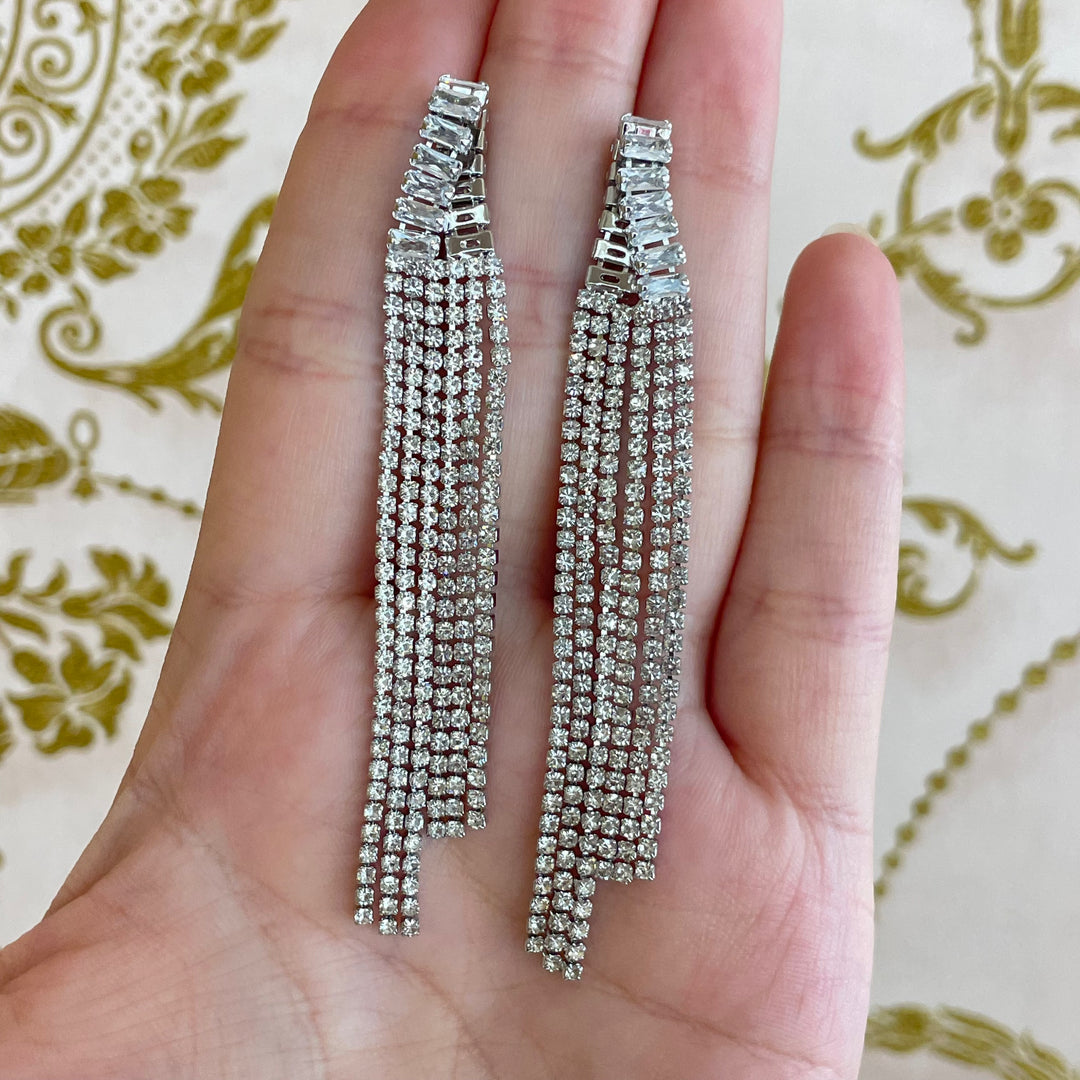 Baguette fringe earrings