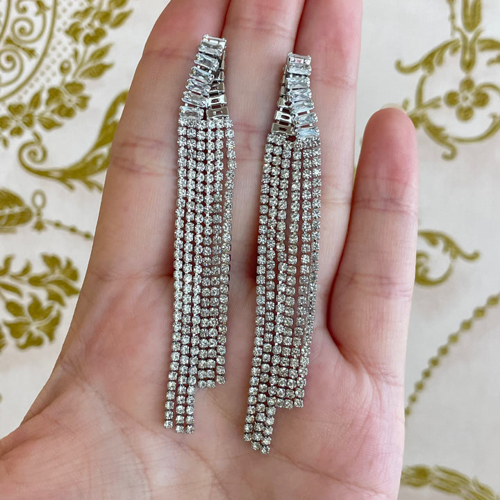 Baguette fringe earrings