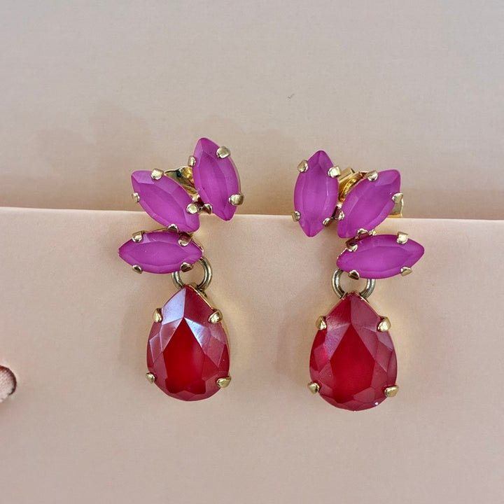 Pink and red Swarovski crystals earrings