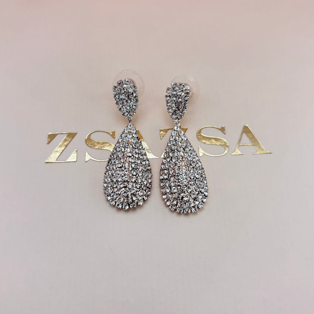 Rhinestone Pave Dangle Evening Earrings
