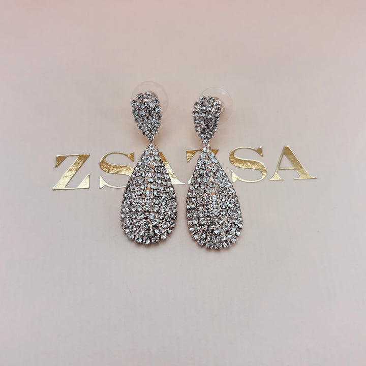 Rhinestone Pave Dangle Evening Earrings