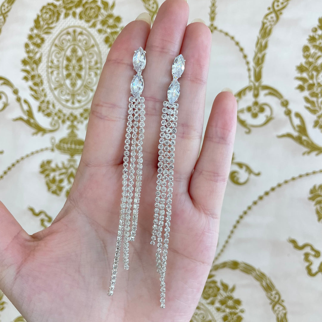 Marquise fringe earrings