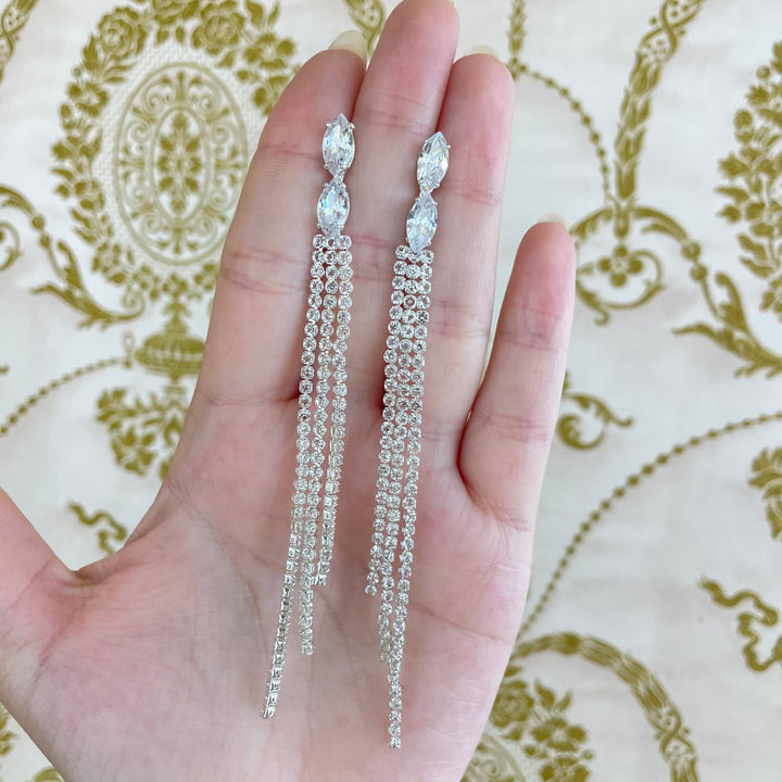 Marquise fringe earrings