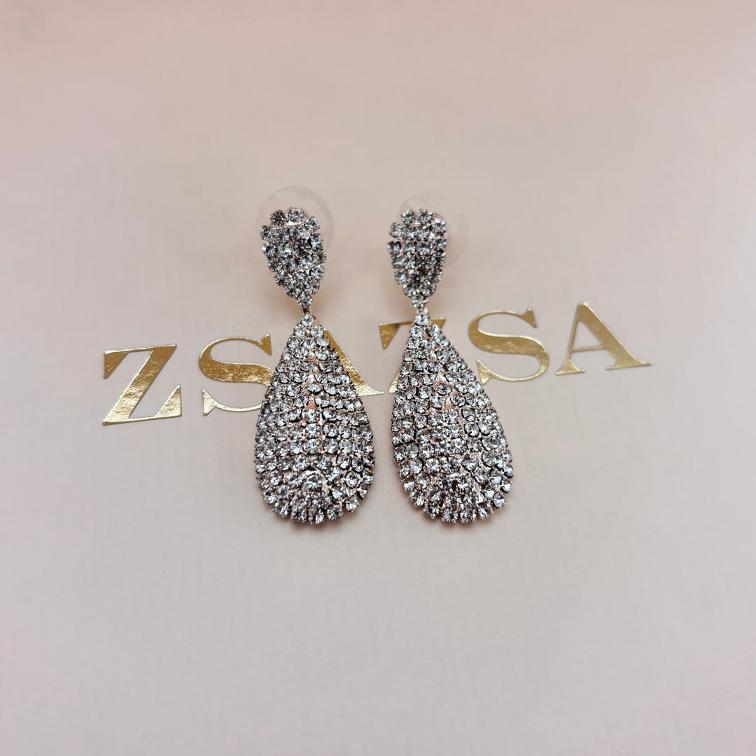 Rhinestone Pave Dangle Evening Earrings