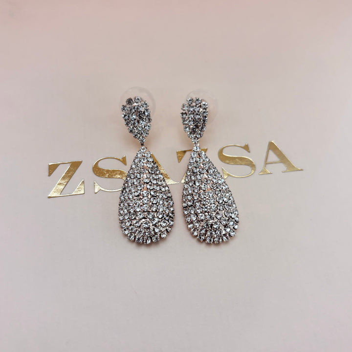 Rhinestone Pave Dangle Evening Earrings