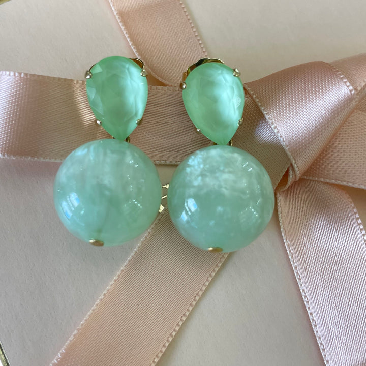 Teardrop mint set Swarovski crystals
