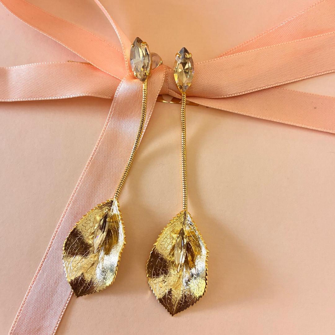 Handmade champagne Swarovski crystals earrings