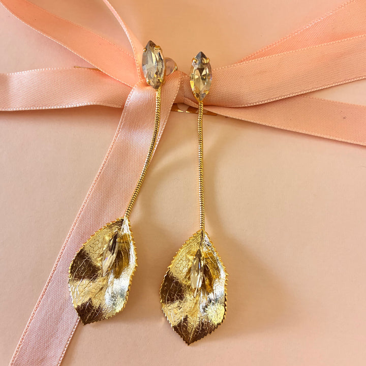 Handmade champagne Swarovski crystals earrings