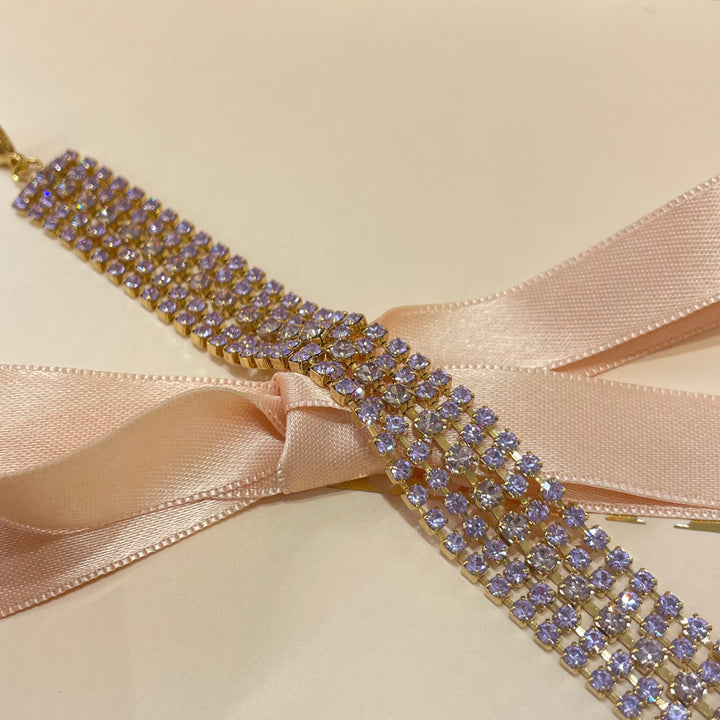 5 Rows Lilac preciosa crystals bracelet