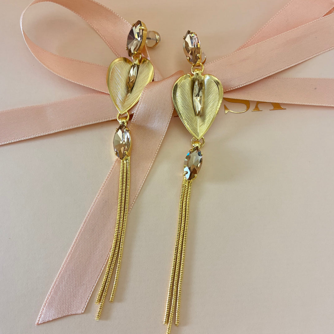 Handmade champagne Swarovski crystals earrings