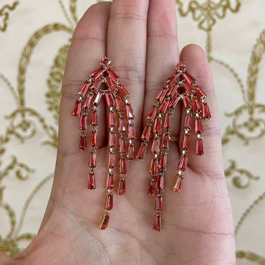 Elegant coral baguette earrings