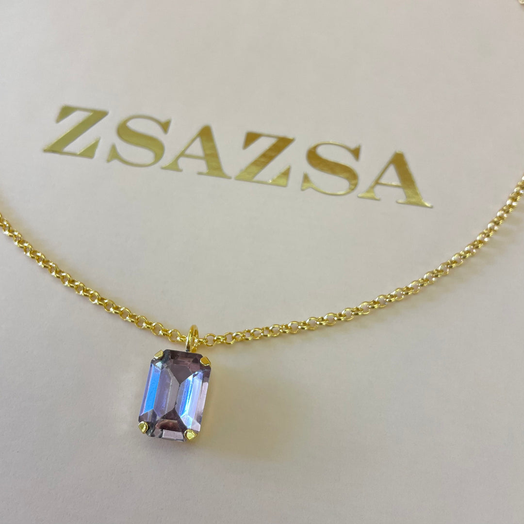 Mauve rectangular preciosa crystals set