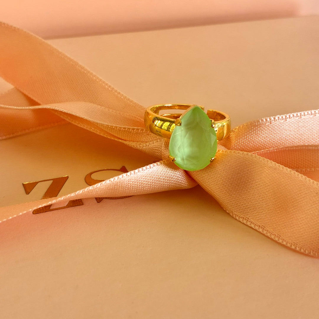 Mint teardrop Swarovski crystals ring