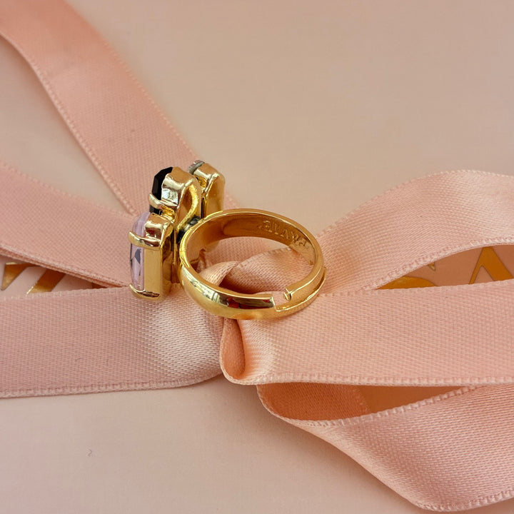 Pink and black Swarovski crystals set