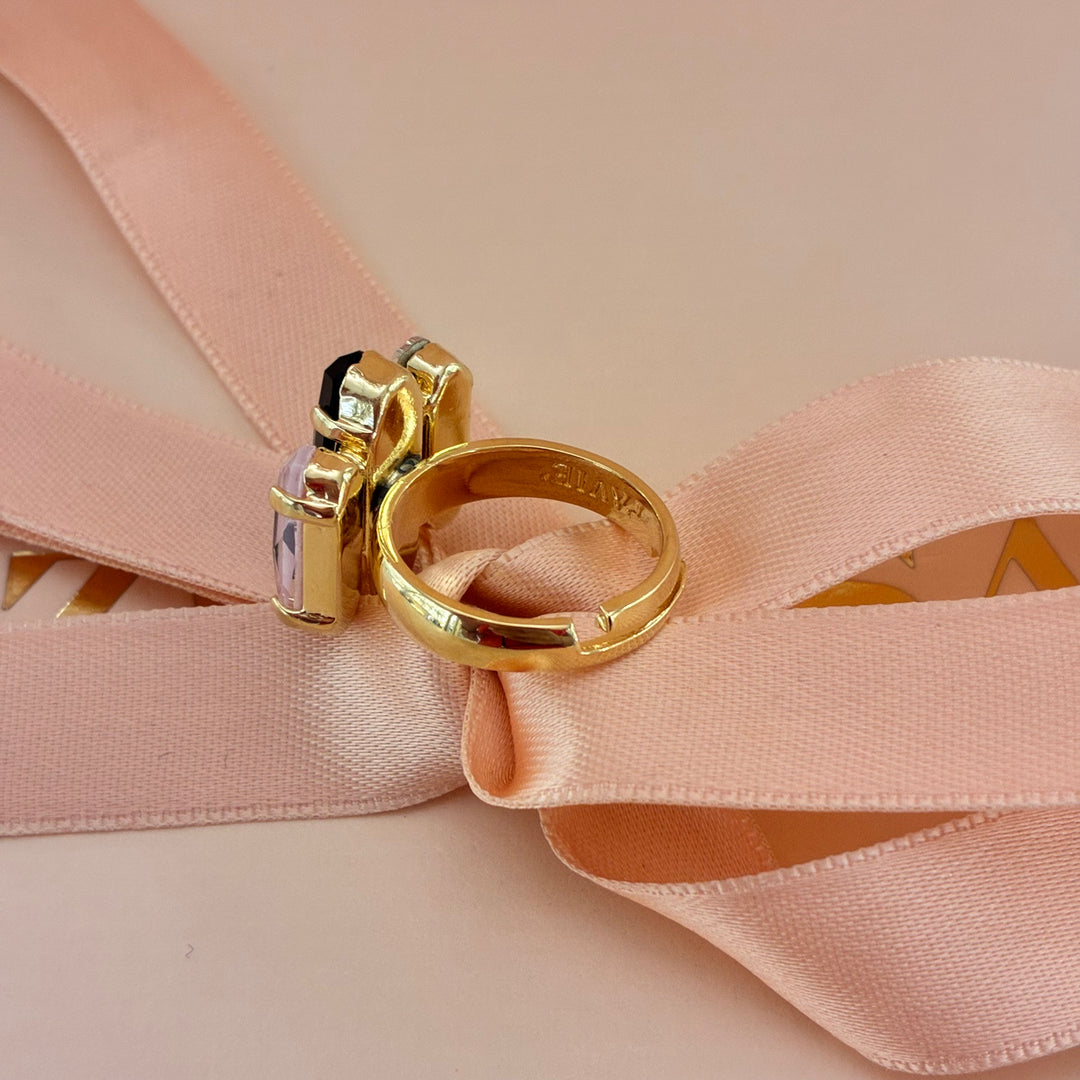 Pink and black Swarovski crystals set