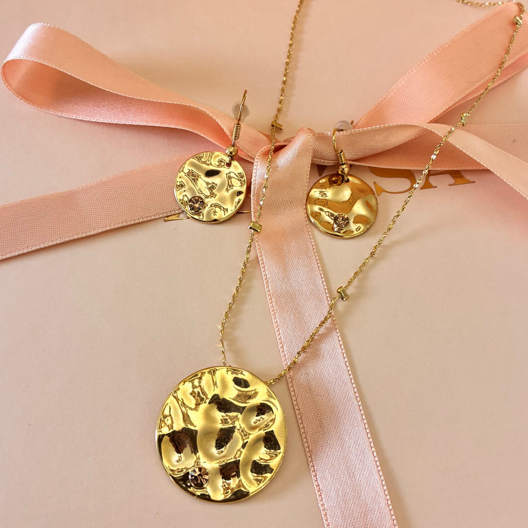 Handmade champagne Swarovski crystals set