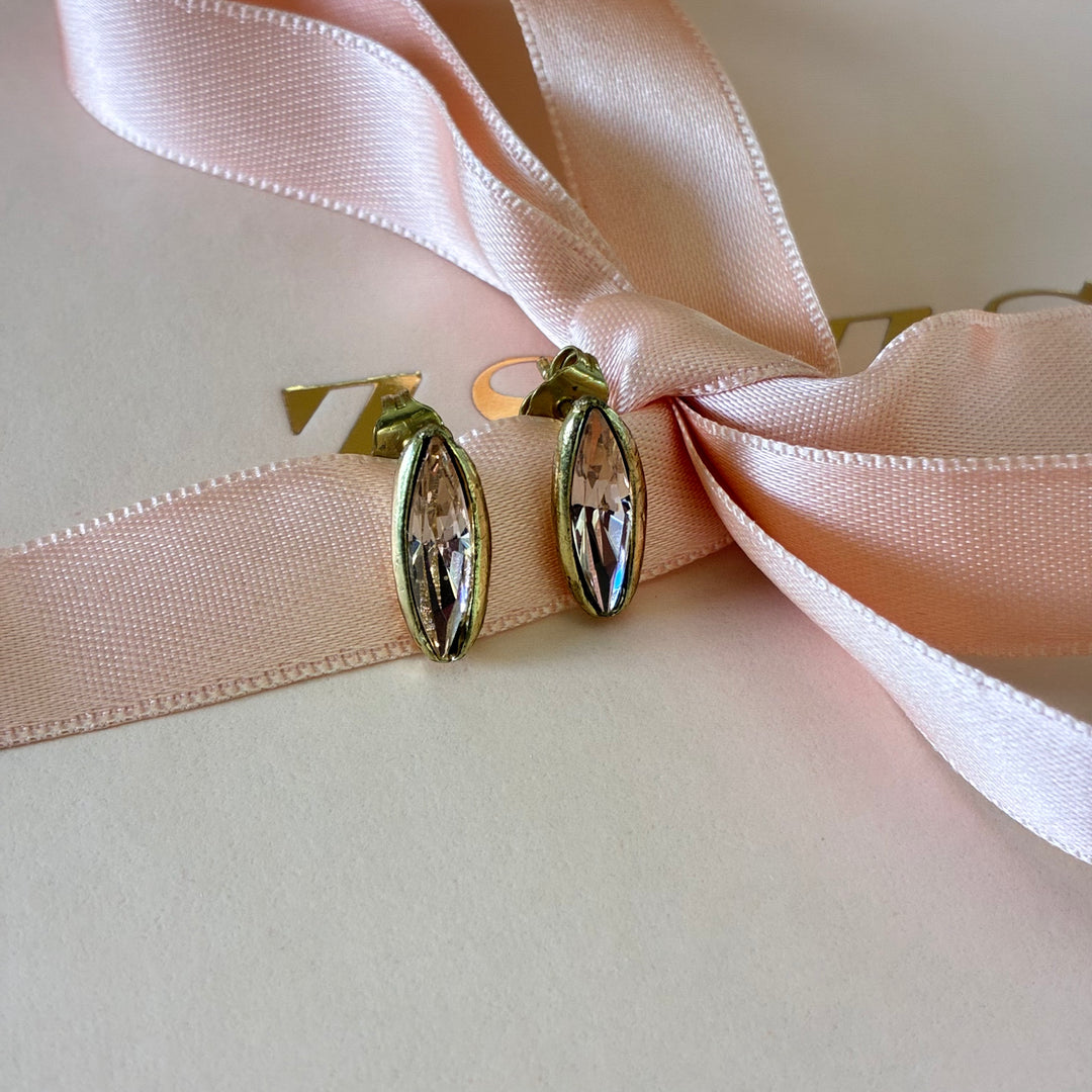 Handmade light pink Swarovski crystals studs