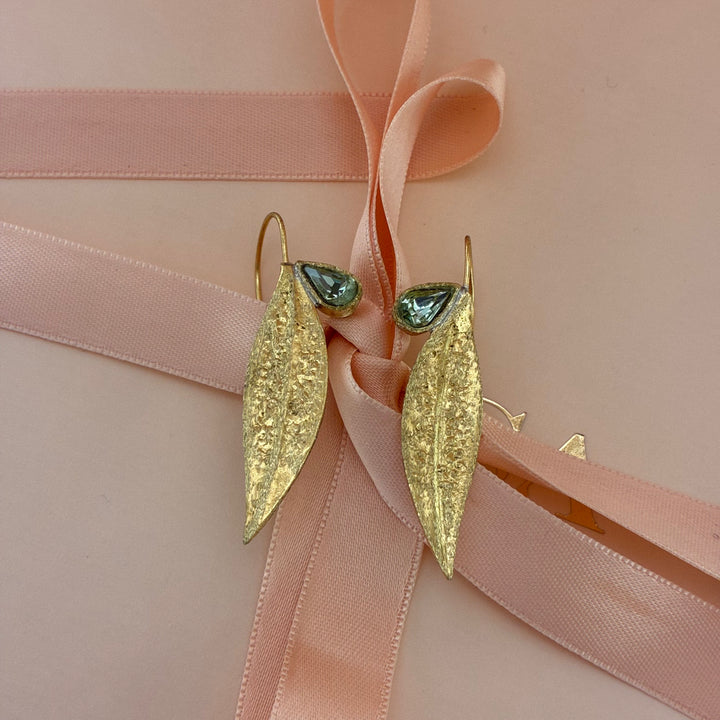 Handmade leafs mint Swarovski