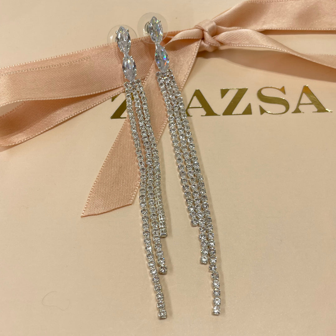 Marquise fringe earrings