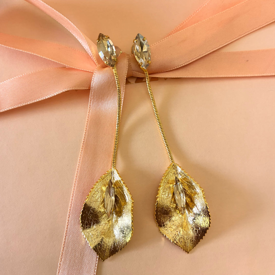 Handmade champagne Swarovski crystals earrings