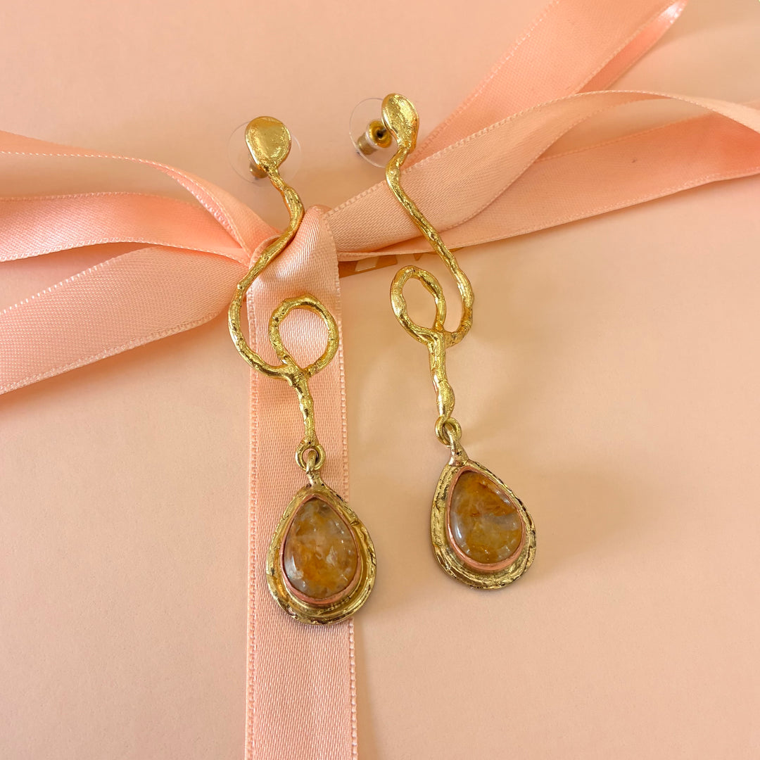 Handmade champagne Swarovski crystals earrings