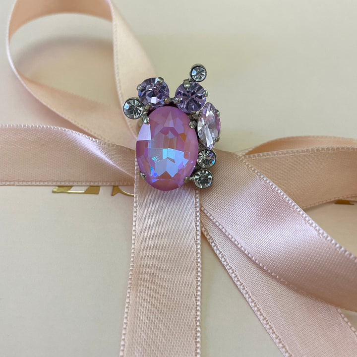 Pink and Lilac Swarovski crystals ring