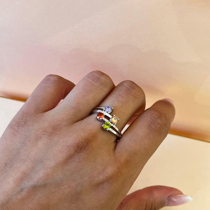 Multicolour zircone ring