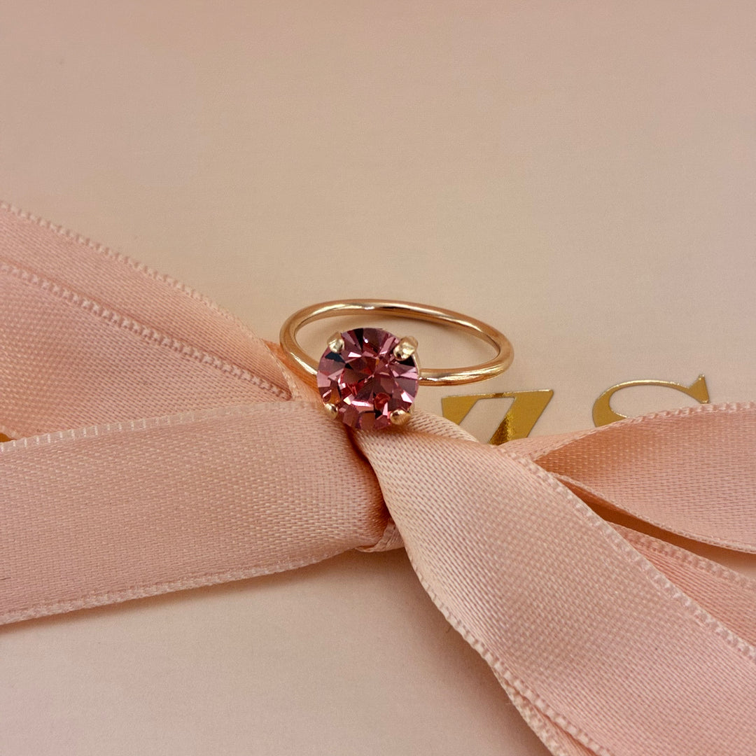 Basic pink Preciosa crystals gold plated set