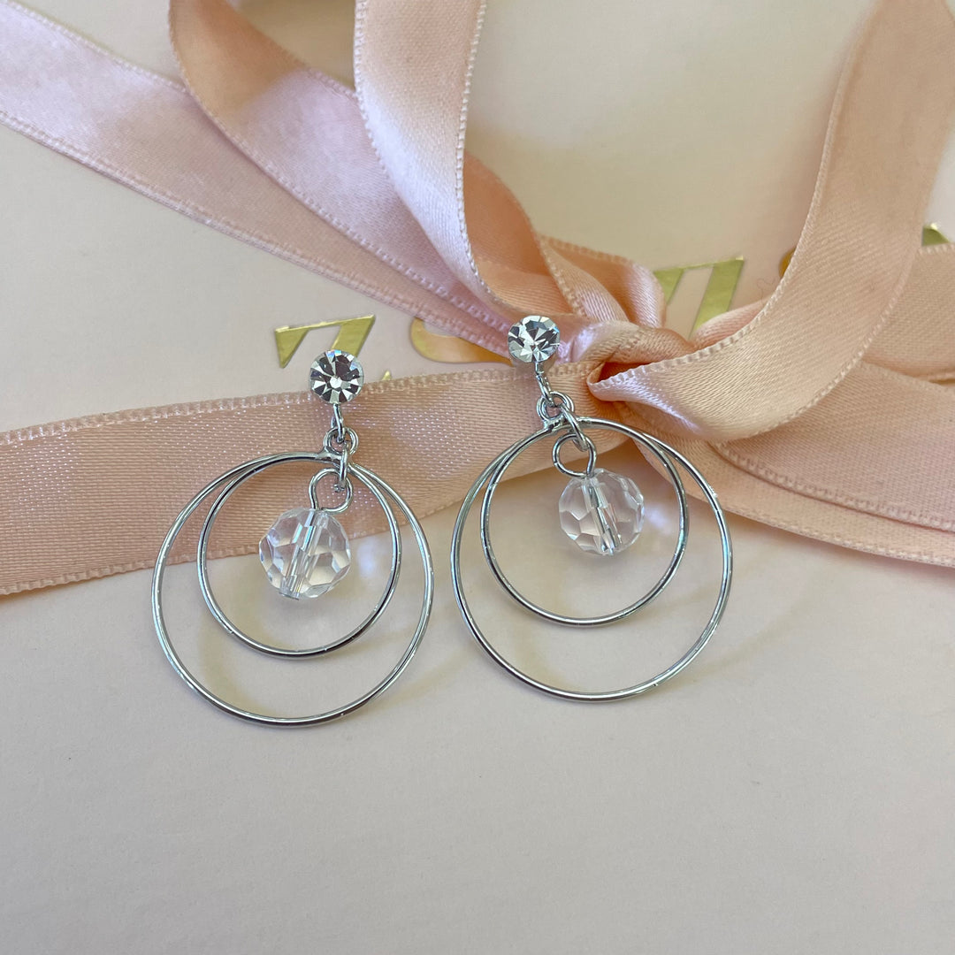 Round silver earrings