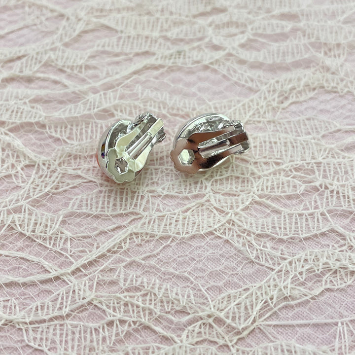 coral oval clips earrings