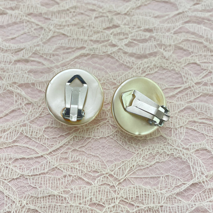 Half ball pearls clips earrings