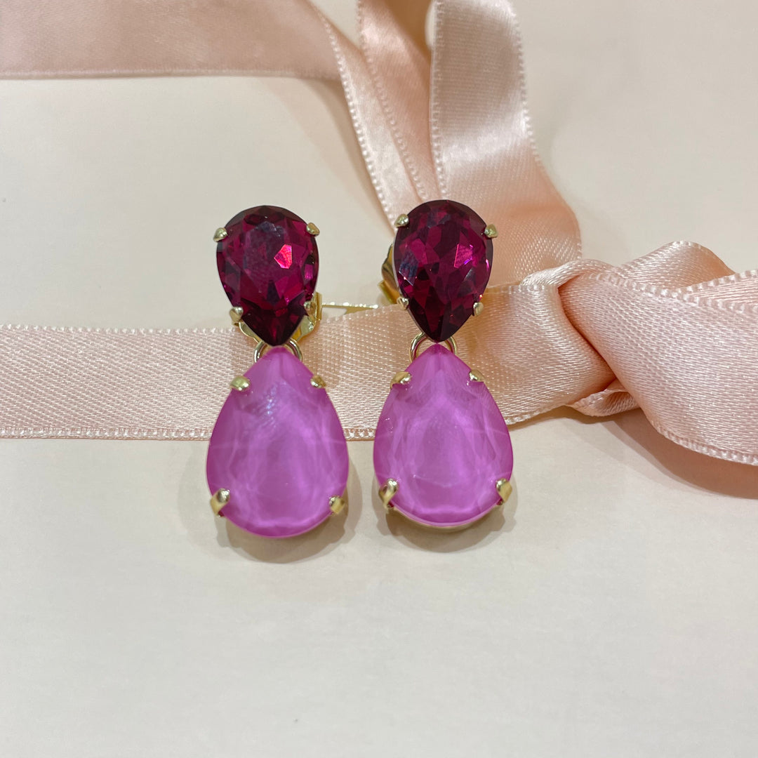 Fuchsia and pink Swarovski crystals earrings